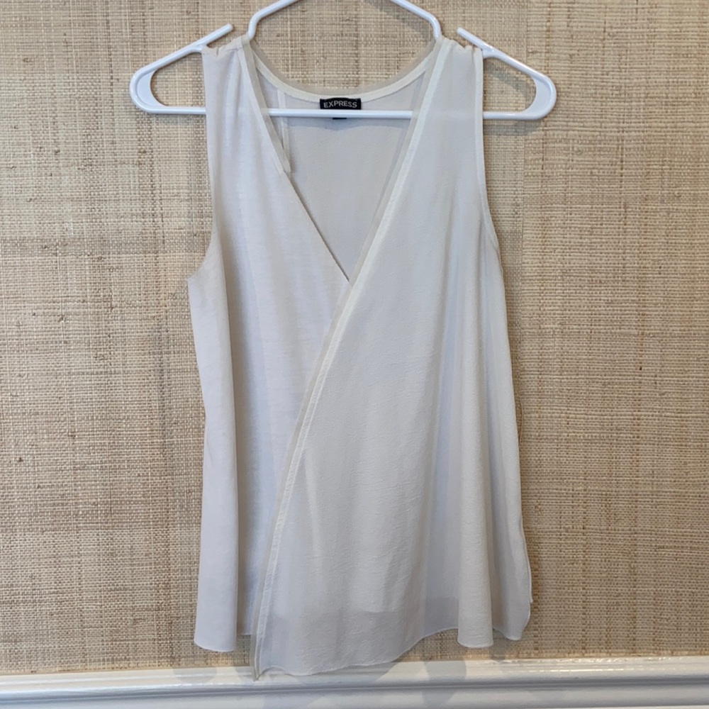 Express, Cream and white blouse, Size XS